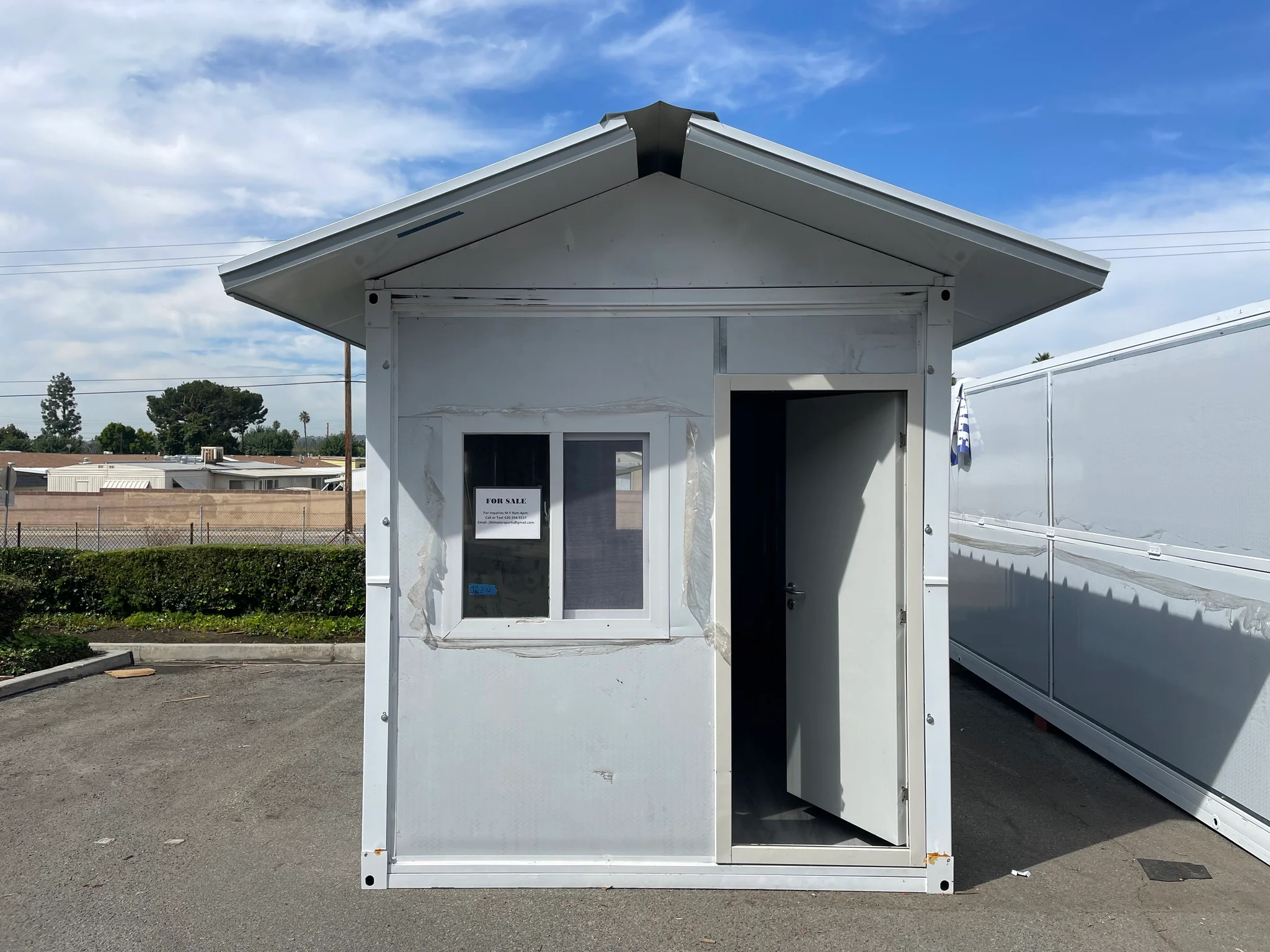 Foldable Metal Storage Shed with Pitched Roof Lockable Door and Windows