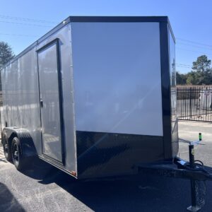 7 x 14 Silver Frost Black Trim Enclosed Cargo Trailer